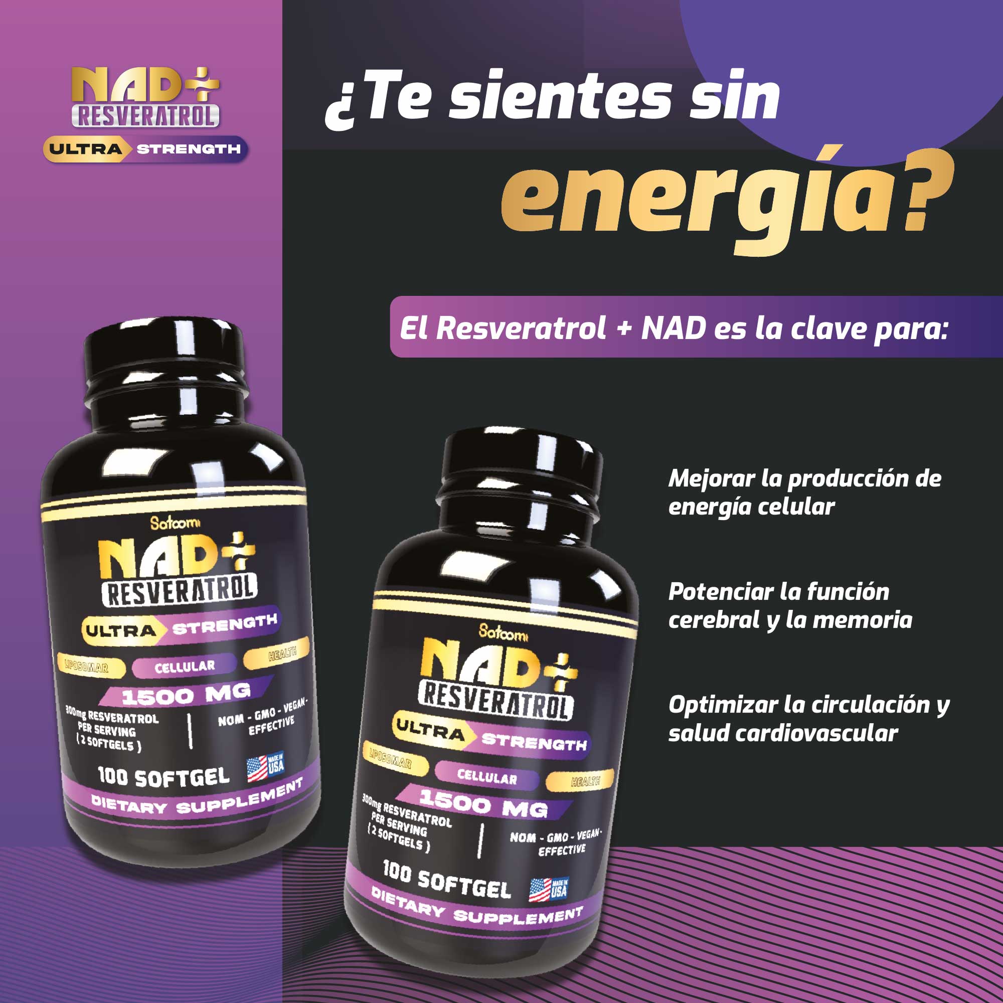 Miniatura 2 de NAD+ Resveratrol con Serum+E